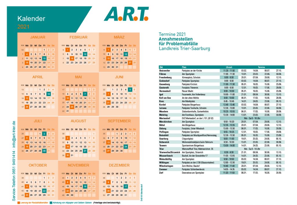 ART-Abfuhrtermine 2021 – Mertesdorf