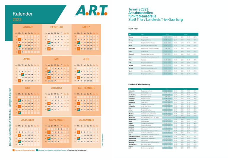 ARTAbfuhrtermine 2023 Mertesdorf